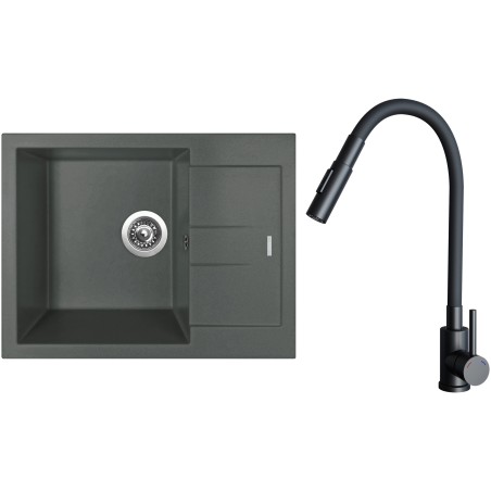 Set Sinks G26972 (dřez Amanda 650 Titanium 72 + baterie Elasta S Černá matná)