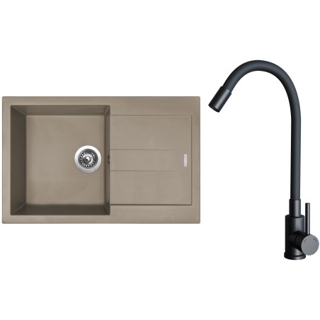 Set Sinks G27854 (dřez Amanda 860 Truffle 54 + baterie Elasta Černá matná)