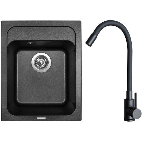 Set Sinks G29274 (dřez Classic 400 Metalblack 74 + baterie Elasta Černá matná)
