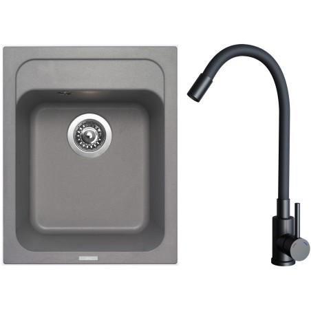 Set Sinks G29272 (dřez Classic 400 Titanium 72 + baterie Elasta Černá matná)