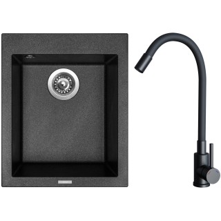 Set Sinks G29874 (dřez Cube 410 Metalblack 74 + baterie Elasta Černá matná)