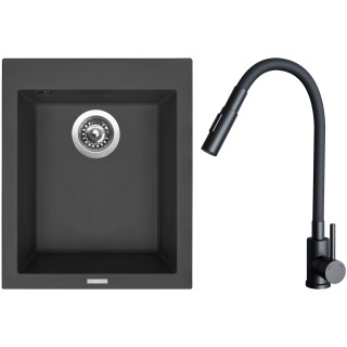 Set Sinks G29926 (dřez Cube 410 Pureblack 26 + baterie Elasta S Černá matná)