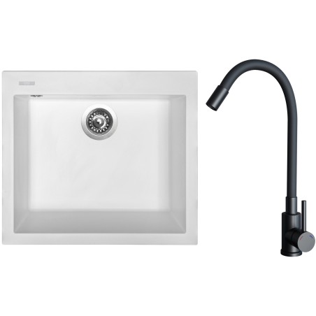 Set Sinks G30828 (dřez Cube 560 Milk 28 + baterie Elasta Černá matná)