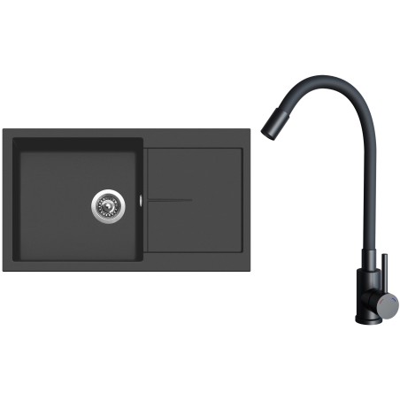 Set Sinks G32026 (dřez Infinity 860 Pureblack 26 + baterie Elasta Černá matná)