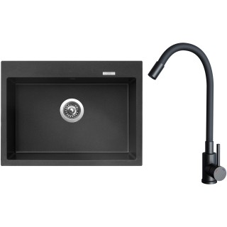 Set Sinks G32674 (dřez Maximo 680 Metalblack 74 + baterie Elasta Černá matná)