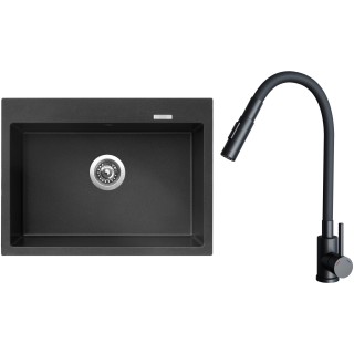 Set Sinks G32774 (dřez Maximo 680 Metalblack 74 + baterie Elasta S Černá matná)