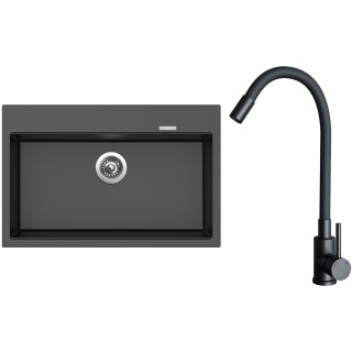 Set Sinks G32874 (dřez Maximo 780 Metalblack 74 + baterie Elasta Černá matná)