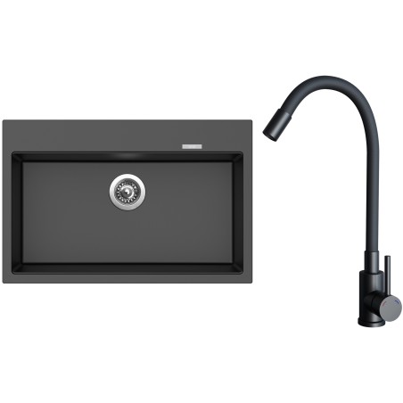 Set Sinks G32874 (dřez Maximo 780 Metalblack 74 + baterie Elasta Černá matná)