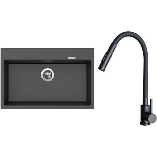 Set Sinks G32974 (dřez Maximo 780 Metalblack 74 + baterie Elasta S Černá matná)