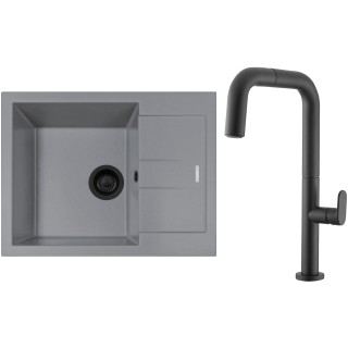 Set Sinks G271N4 (dřez Amanda 650 NANO BL Nanogrey N4 + baterie Eva P Nanoblack N6)
