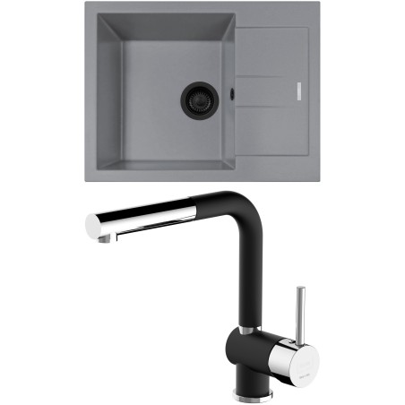 Set Sinks G272N4 (dřez Amanda 650 NANO BL Nanogrey N4 + baterie Mix 3 P Nanoblack N6)
