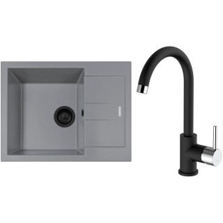 Set Sinks G273N4 (dřez Amanda 650 NANO BL Nanogrey N4 + baterie Mix 35 Nanoblack N6)