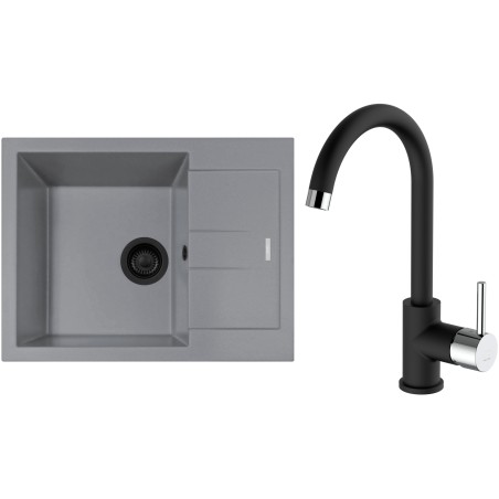 Set Sinks G273N4 (dřez Amanda 650 NANO BL Nanogrey N4 + baterie Mix 35 Nanoblack N6)