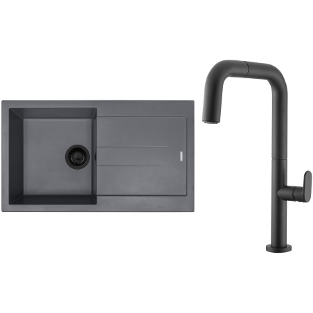 Set Sinks G281N4 (dřez Amanda 860 NANO BL Nanogrey N4 + baterie Eva P Nanoblack N6)