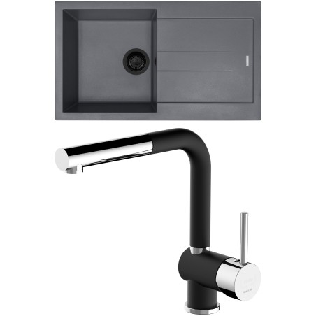 Set Sinks G282N4 (dřez Amanda 860 NANO BL Nanogrey N4 + baterie Mix 3 P Nanoblack N6)