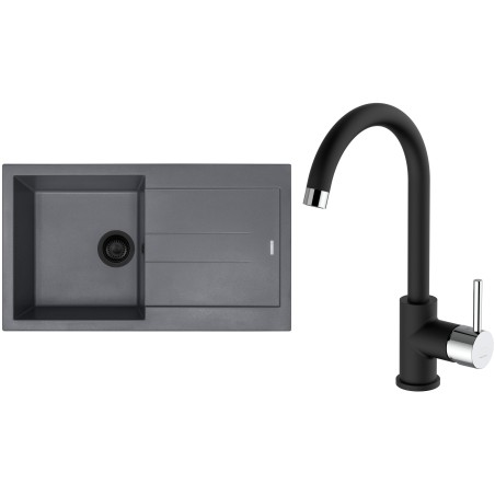 Set Sinks G283N4 (dřez Amanda 860 NANO BL Nanogrey N4 + baterie Mix 35 Nanoblack N6)