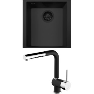 Set Sinks G296N6 (dřez Cube 340U NANO BL Nanoblack N6 + baterie Mix 3 P Nanoblack N6)
