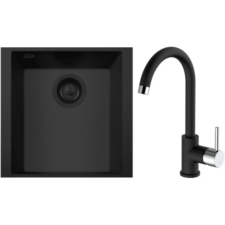 Set Sinks G297N6 (dřez Cube 340U NANO BL Nanoblack N6 + baterie Mix 35 Nanoblack N6)