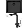 Set Sinks G306N6 (dřez Cube 490U NANO BL Nanoblack N6 + baterie Mix 3 P Nanoblack N6)