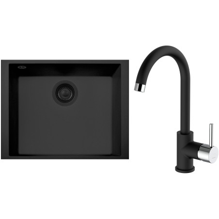 Set Sinks G307N6 (dřez Cube 490U NANO BL Nanoblack N6 + baterie Mix 35 Nanoblack N6)