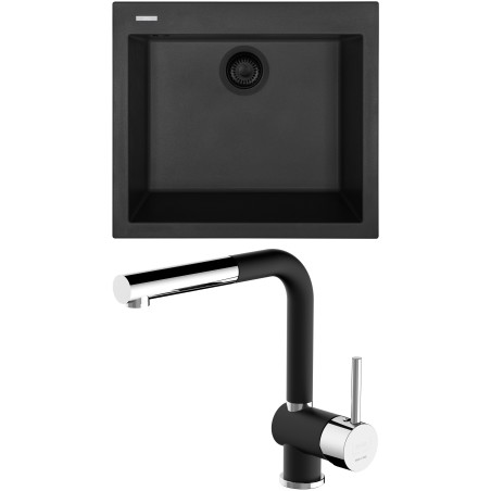 Set Sinks G312N6 (dřez Cube 560 NANO BL Nanoblack N6 + baterie Mix 3 P Nanoblack N6)