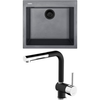 Set Sinks G312N4 (dřez Cube 560 NANO BL Nanogrey N4 + baterie Mix 3 P Nanoblack N6)