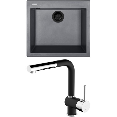 Set Sinks G312N4 (dřez Cube 560 NANO BL Nanogrey N4 + baterie Mix 3 P Nanoblack N6)