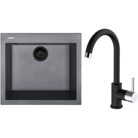 Set Sinks G313N4 (dřez Cube 560 NANO BL Nanogrey N4 + baterie Mix 35 Nanoblack N6)