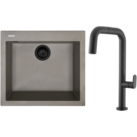 Set Sinks G311N3 (dřez Cube 560 NANO BL Nanotruffle N3 + baterie Eva P Nanoblack N6)