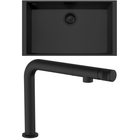 Set Sinks G314N6 (dřez Cube 690U NANO BL Nanoblack N6 + baterie Comforta Nanoblack N6)