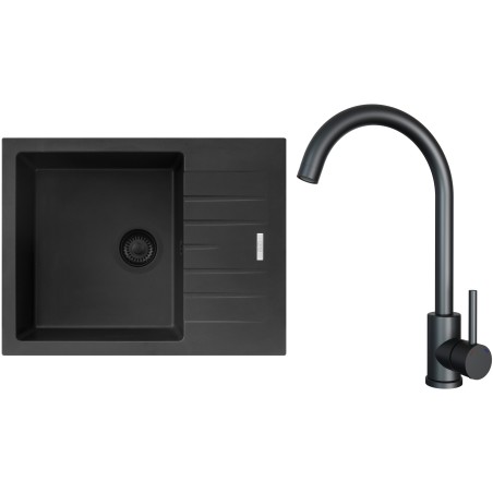 Set Sinks G24426BL (dřez Perfecto 650 BL Pureblack 26 + baterie Arco Černá matná)