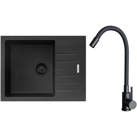 Set Sinks G24526BL (dřez Perfecto 650 BL Pureblack 26 + baterie Elasta Černá matná)