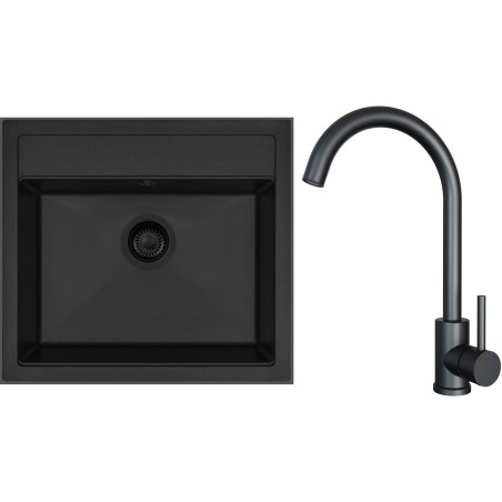 Set Sinks G23626BL (dřez Solo 560 BL Pureblack 26 + baterie Arco Černá matná)