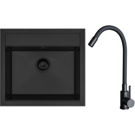 Set Sinks G23726BL (dřez Solo 560 BL Pureblack 26 + baterie Elasta Černá matná)