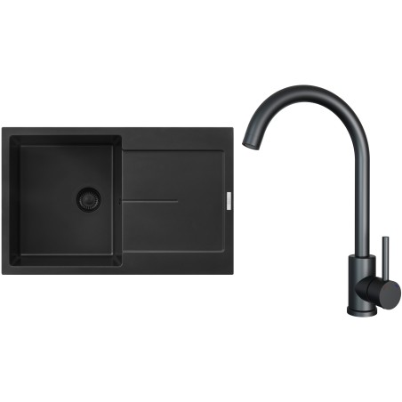 Set Sinks G25026BL (dřez Ultima 790 BL Pureblack 26 + baterie Arco Černá matná)