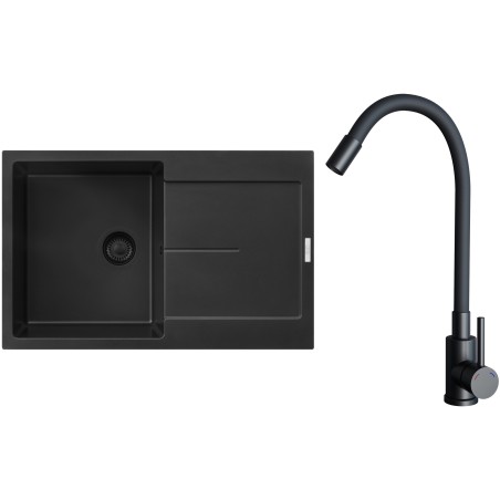 Set Sinks G25126BL (dřez Ultima 790 BL Pureblack 26 + baterie Elasta Černá matná)