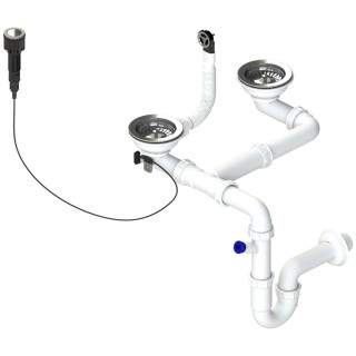 Dvousifon Sinks SPNG3DXCC 3 1/2" pro granitové dřezy, s extra úsporou místa, s excentrickým...