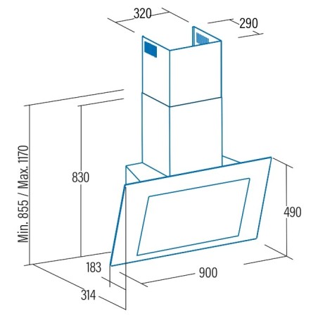 Odsavač par Cata Renova Pure Air VNV 90 X GBK, Nerez / černé sklo
