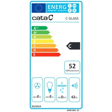 Odsavač par Cata C Glass 600, Nerez / čiré sklo