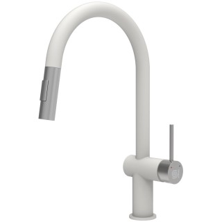 Kuchyňská baterie StrongSinks S3 Neris Bílá, nerezová koncovka