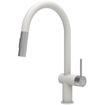 Kuchyňská baterie StrongSinks S3 Neris Bílá, nerezová koncovka