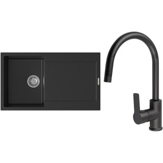 Set StrongSinks S3 (dřez Zala 860 Černá + baterie Loira Černá matná)
