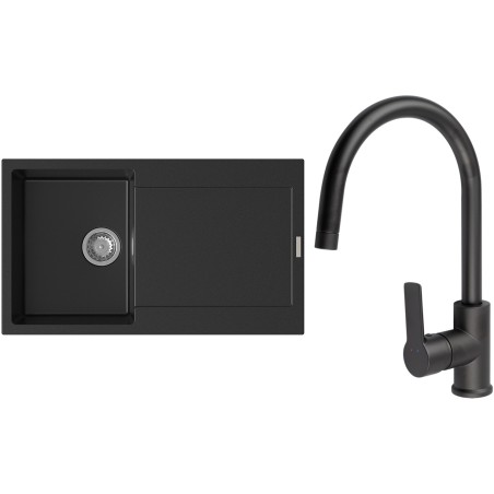 Set StrongSinks S3 (dřez Zala 860 Černá + baterie Loira Černá matná)