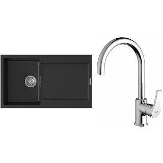 Set StrongSinks S3 (dřez Zala 860 Černá + baterie Rhona Chrom)