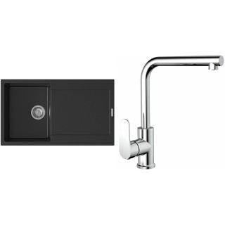 Set StrongSinks S3 (dřez Zala 860 Černá + baterie Stréva Chrom)
