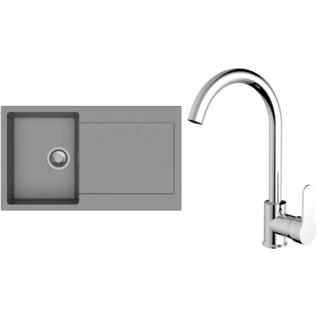 Set StrongSinks S3 (dřez Zala 860 Šedá + baterie Seina Chrom)