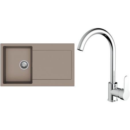 Set StrongSinks S3 (dřez Zala 860 Béžová + baterie Seina Chrom)