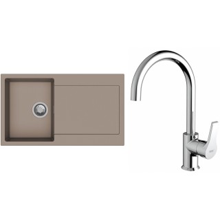 Set StrongSinks S3 (dřez Zala 860 Béžová + baterie Rhona Chrom)