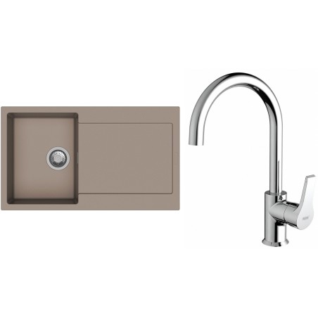 Set StrongSinks S3 (dřez Zala 860 Béžová + baterie Rhona Chrom)
