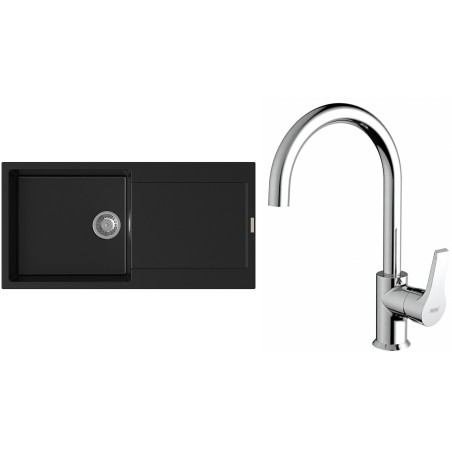 Set StrongSinks S3 (dřez Zala 1000 Černá + baterie Rhona Chrom)